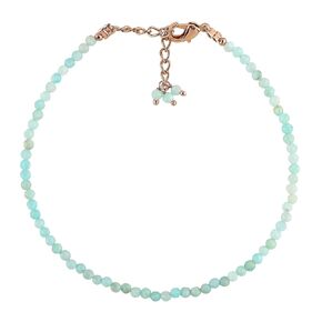 Natural Amazonite Beads Bracelet Micro Faceted Gemstones Jewelry For Her, Birthstone Energy Healing Crystals, Rose Gold Plated Chain 8 inch (Amazonite)