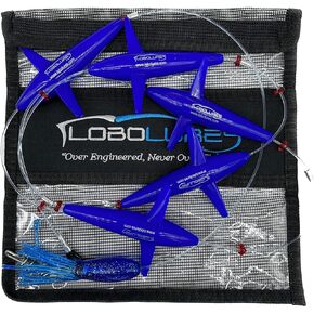 Lobo Lures #401 Prattling Tuna Teaser Bird Daisy Chain 400lb Leader 500lb Corkscrew Swivel and Storage Bag