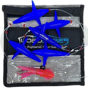 Lobo Lures #401 Prattling Tuna Teaser Bird Daisy Chain 400lb Leader 500lb Corkscrew Swivel and Storage Bag