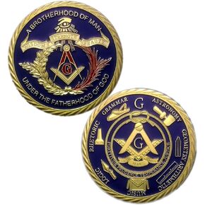 Glamtune 3D Design Masonic Challenge Coin Freemasons Master Mason Blue Lodge Commemorative Coin
