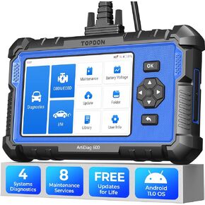TOPDON Upgraded AD600 OBD2 Scanner, Diagnostic Tool, ABS SRS Transmission Engine Code Reader, 8 Reset Services Scan Tool, Oil/Brake/BMS/SAS/DPF/TPMS/ETS Reset, Injector Coding, Lifetime Free Update