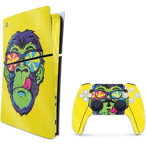 MightySkins Glossy Glitter Skin Compatible with Playstation 5 Slim Digital Edition Bundle - Hypno Chimp | Protective, Durable High-Gloss Glitter Finish | Easy to Apply | Made in The USA