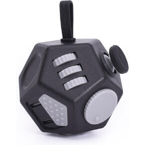 Mini Fidget Toys,12 Sided Cube Toys Relief Stress,Anxiety, Depression,Autism for Kids Adults Improve Focus and Kill Time (Black)