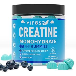 VIFSSG Creatine Monohydrate Gummies 5g for Men & Women, 120 Creatine Sugar Free Gummies with BCAA 1000 mg, Collagen Peptides, Taurine, B12, Chewables Creatine for Muscle Support, Energy Boost, 1Pack