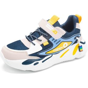 Yeerovan Kids Sneakers for Boys Girls Mesh Breathable Running Shoes Lightweight Hook and Loop Athletic Casual Shoes