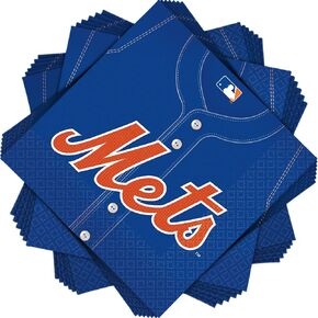 NY Mets Luncheon Napkins - 6.5" x 6.5" (Pack of 36) - Perfect for Baseball Fan Gatherings, Parties & Celebrations