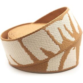 CRAFTMEMORE 1.5 Inches Cotton Poly Webbing Strap, Nature Leaf Pattern Heavy Webbing for Arts and Crafts, Bag Strap (Brown Ivory x 5 Yards) in Saudi Arabia