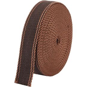 BENECREAT 10 Yards Polycotton Striped Webbing, 1-1/4 inch Wide Brown Stripe Edge Ribbon Flat Sewing Webbing Woven Ribbon for Bag Handles, Belts, Sewing