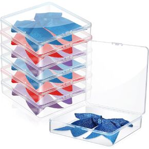 GlikCeil 6 Pcs 7'' x 7'' Cheer Bow Box, Cheer Hair Bows Case, Portable Project Storage Case, Clear Plastic Storage Containers with Lids for Cheerleading Bows