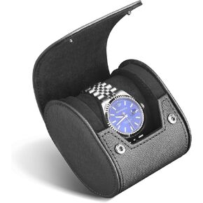 HEYOURTOR Single Watch Case Classic Leather Watch Case for Men Women with Smooth Suede Lining - Watch Roll Travel Handcrafted Case for Storage Organizer and Display (Coffee)