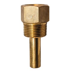 Winters TBR Series Brass Bi-Metal Threaded Thermowell, 2-1/2" Stem, 3/4" NPT Male x 1/2" Female NPT