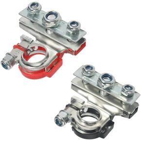 2 Pack Battery Terminal Connectors,12V Automotive Top Post Battery Wire Cable Terminals Clamp Connectors Kit,Car 3 Way Battery Terminals,Positive and Negative, Applicated in Car,Boat, Van and More