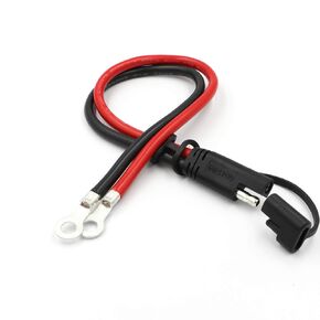 iMESTOU 10AWG SAE Cables 2 Pin Quick Disconnect Plug to O Ring Terminal Harness 1 Feet Extension Charge Cables SAE Connectors for 12V/24V Motorcycle, ATV, Lawn Mower, Truck(2)