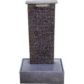 XBrand 32.5 Inch Tall Freestanding Cascading Ridge Waterfall Fountain with Pedestal and Auto Shut Off Pump, Indoor/Outdoor Décor, Home and Garden Décor, Black