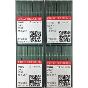 40PCS GROZ-BECKERT Sewing Machine Ball Point Needle (JUKI DDL,Brother DB2, & More) 16X257 DBX1 Size#70/10,75/11,80/12,90/14 Each Pack Have 10PCS NEEDLS.