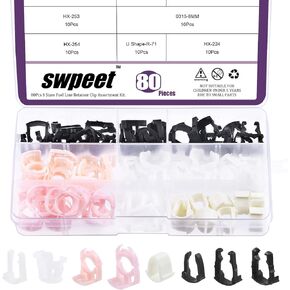 Swpeet 80Pcs 3/8" 5/16" 8 Styles Fuel Line Retainer Clip Assortment Kit, Perfect Replacement Compatible with 3/8" 5/16" Ford Original Part Missing or Failed Fuel Line