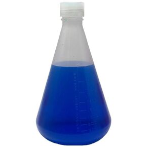 2000ml Plastic Erlenmeyer Flask with Screw Cap, Polypropylene, Molded Graduations, Karter Scientific 237T2 (Single)