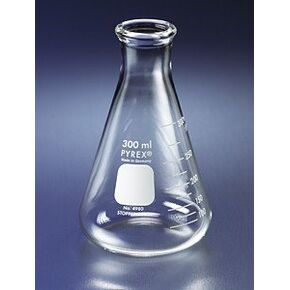Corning 4980-4L Pyrex Narrow Mouth Erlenmeyer Flask with Heavy-Duty Rim, Graduated, 4000mL Capacity