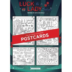 Coloring Broadway - Guys & Dolls Inspired Coloring Postcards (Set of 4), Luck Be A Lady Tonight Musical Merchandise, Printed on Matte Card Stock (5" x 7"), Perfect for a Broadway Theater Lover