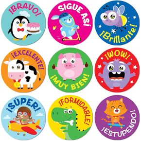 S&O Spanish Stickers for Encouragement - Motivational Stickers for Kids - Spanish Classroom Decorations - Affirmation Stickers En Espanol - 1008 Spanish Classroom Stickers for Students Elementary