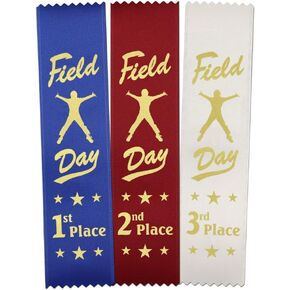 RibbonsNow Field Day Ribbons – 300 Pack: 100 Each 1st - 2nd - 3rd Place Bookmark Style Ribbons – Made in The USA
