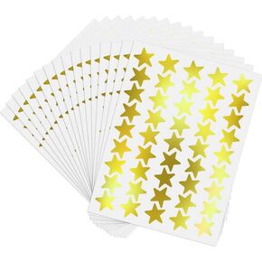 4500 Counts 0.5 Inch Foil Colorful Star Metallic Stickers Holographic Rainbow Star Stickers Labels for Reward, Charts,Office and DIY Decoration(Gold)