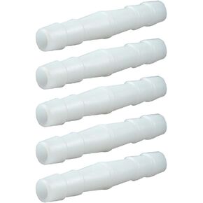 Quickun 5/16" Hose Barb Fitting Plastic Equal Barb Joint Splicer Mender Adapter Union for Tubing Pipe Air Line (Pack of 5)