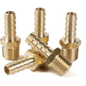 LTWFITTING Brass Fitting Coupler 5/16-Inch Hose Barb x 1/4-Inch Male NPT Fuel Gas Water(Pack of 5)