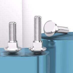 M6*55(20pcs) Carriage Bolts Screws, Stainless Steel 18-8 (304), Round Head, Square Neck, Fully Threaded