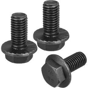 Uxcell M12x25mm مسامير شفة مسننة سداسية 10.9 درجة مسامير من الصلب الكربوني 3 قطع