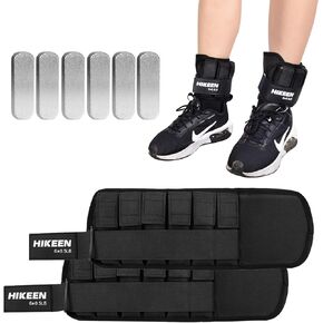 Hikeen Ankle Weights for Women Men 1 pair Adjustable Ankle Weights 1 2 3 LBS Metal Block with Separate Pockets Leg and Hand Weights For Walking Running Exercises