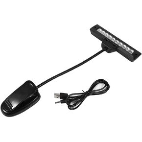 03 Clamp Light, Clip on Bed Light Headboard Lamp Reading Lamp LED Clamp Light Clip-on Music Stand Light, for Bedroom(Battery Clip 10 Lights with USB)