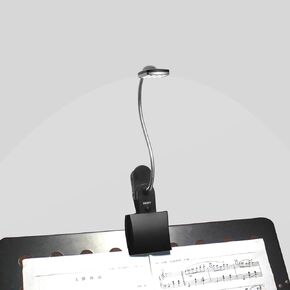 immiper Music Stand Light, Clip on LED Book Lights, USB and AA Battery Operated, Reading Lamp in Bed, 3 Brightness Levels, Ideal for Musician, Piano Player, Kids, Travel, Black