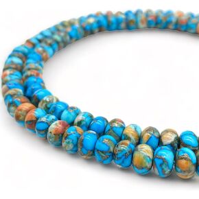 ABCGEMS Mohave Copper Turquoise & Mexican Spiny Oyster Shell Beads (70% 30% Respectively - A Revolutionary Composite Inlay Technique) Native American Style Pow Wow Calibrated Smooth Round 8mm