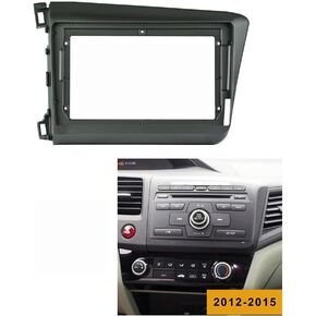 9'' Car Radio Stereo Dash Frame Fascia Bezel Panel Compatible for Honda Civic Sedan 2012 13 14 15 LHD Mount Kit