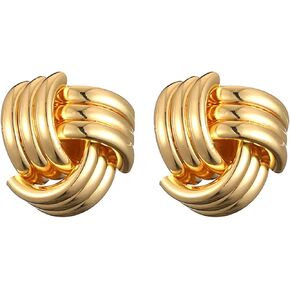 Trendy Gold Geometric Drop Dangle Earrings Chunky Gold Knot Statement Dangle Earrings for Women Girls Long Link Dangle Earrings Jewelry Gift