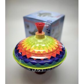 Classic Choral Multicolor Spinning Tin Top Toy from KsmToys The Funny Buzzing Multitaonal Hum Gets Louder As The Top Spins Faster, 9x9x9 Ages 18 m+