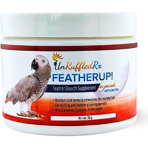 FeatherUp! Bird Vitamins with Biotin for Beautiful Plumage - Feather Growth Supplements for Parrots - 90 gm - 240 Servings