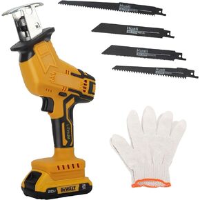 Reciprocating Saw For Dewalt 20V Max Battery, 3200 Strokes Per Minute Variable Speed Trigger Cordless Reciprocating Saw with Brushless Motor, 4 Saw Blades for Wood & Metal Cutting (Tool Only)