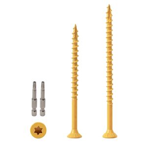 LIONMAX Wood Screws Assortment Kits 4Size 420PCS, Deck Screws 1-1/4", 1-1/2", 2", 2-1/2", Star Drive Screws with Coarse Thread, Tan Coated for Exterior Use, Self-Tapping, Drive Bit Included