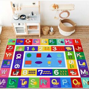 Sejiarep ABC Kids Play Rug - Number Alphabet Shape Fruit Learning Educational Area Rug - Large Non-Slip Kids Room Play Mat (Rectangle Alphabet, 2.6x4 ft)