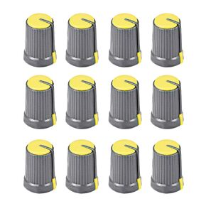uxcell 12Pcs Potentiometer Volume Control Knob Cap Plastic Yellow 6mm Shaft Dia. Rotary Knob 12mm Dia. X 17mm Height