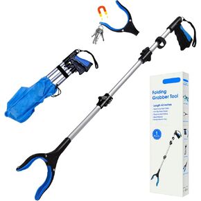 أداة Grabber Reacher مكونة من قطعتين مقاس 32+43 بوصة، أدوات مساعدة طويلة للغاية، مخلب قمامة مفيد قابل للطي وخفيف الوزن لكبار السن، أداة مساعدة للوصول لالتقاط القمامة، منتقي القمامة، أدوات تمديد الذراع in Kuwait