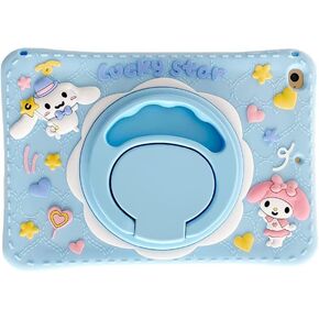 for iPad 6th / 5th Generation(9.7-inch, 2018/2017 Model) iPad Air 2 Case, with Rotating Kickstand Silicone Case for Girls Women Cute Shockproof Protective iPad 9.7-Inch Tablet Cover (Blue)