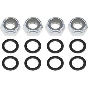 LT Easiyl 8Pcs M8 Skateboard Lock Nuts Set Heavy Duty Skateboard Truck Axle Washers Speed Rings Accessories for Skateboard Silver