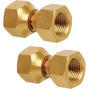 JUWO 1/2" x 1/2" Female Flare Brass Tube Fitting for Propane, Fuel, Oil, LP and Natural Gas, Flare Swivel Adapter (2-Pack)