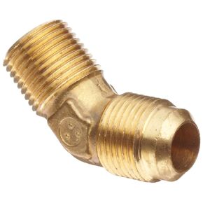 Anderson Metals - 04095-0808 Brass Tube Fitting, 45 Degree Elbow, 1/2" Flare x 1/2" Male Pipe