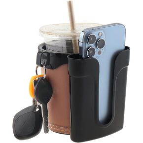 Bike Cup Holder Bike Water Bottle Holder Handlebar with Cell Phone Keys Bike Cup Holder Leather Bicycle Drink Beer Holder for Beach Cruiser Commuter Bike (beige)