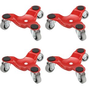 PATIKIL Furniture Mover Dolly, 4 Pack Furniture Triangle Moving Dolly with 3 Wheels 6-Inch Steel Movers Dolly, 200LB Load Capacity, Red