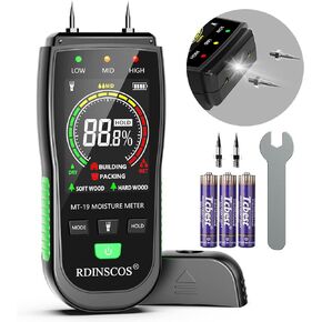 Pinless Wood Moisture Meter,Moisture Meter for Wall,Water Leak Detector with Sound Alarm,Digital Moisture Reader for Lumber,Firewood,Woodworking,Concrete Building(Pinless color screen)